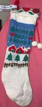 Vintage Kurt S Adler Knit Home Sweet Home Stocking Long 1980s Poms Rare - $25.96