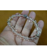 CJ-22 Clear white quartz and silver beaded 8&quot; elastic bracelet jewelry - $12.32 CAD