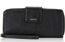 Fossil Madison Zip Clutch Black Leather Wristlet SWL2228001 Purse NWT $100 MSRP - £30.95 GBP