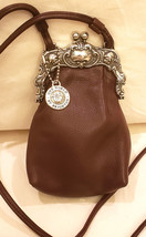 Brighton Mini Shoulder Leather Bag/Cross Body with Metal Trim and Kiss Lock - £39.95 GBP