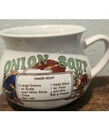 Vintage Onion Soup Recipe Mug Cup Bowl with Handle, Retro Kitchen - $8.81
