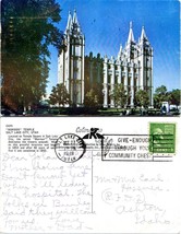Utah Salt Lake City &quot;Mormon&quot; Temple Building Postcard Posted 1949 VTG Postcard - £7.51 GBP