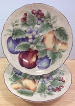 Napa Valley Noble Excellence 2 Round Salad Plates Fruit Grapes Apples Indonesia - £16.39 GBP