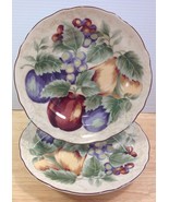 Napa Valley Noble Excellence 2 Round Salad Plates Fruit Grapes Apples In... - $28.10 CAD