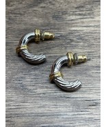 Vintage Two Tone Hoop Earrings Careerwear Estate Fashion Jewelry Find KG JD - €10,99 EUR