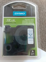 Dymo D1 Label Cassette Blue On White 1/2&quot; x 23&#39; - £3.97 GBP
