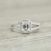 Emerald Cut 2.20Ct Diamond Split Shank Engagement Ring 14k White Gold in Size 5 - £211.37 GBP