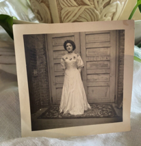 Antique Photo Gibson Girl Young Woman White Dress Graduation / Wedding D... - $37.18