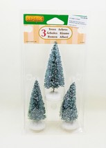 Lemax 2013 Snowy Juniper Pine Tree Set Of 3 Christmas Village Scene 4 Inch NOS - £15.22 GBP
