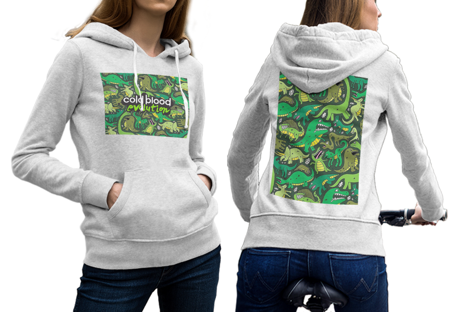 Primary image for Green Dino  White Cotton Hoodie For Women