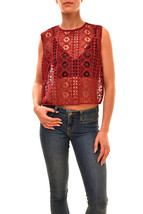 Finders Keepers Womens Top Bnia Shell Elegant Stylish Knit Sheer Raisin Size S - £28.65 GBP