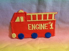 Embroidered Iron On Applique Patch Red Fabric Fire Truck Engine #1 - £2.27 GBP