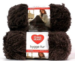 2 Count Red Heart 7 Oz Hygge Fur Smokey 5 Bulky 100% Nylon Yarn - £28.76 GBP