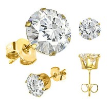 Round Cut Simulated Diamond Stud Earrings 14K Yellow Gold Plated Sterlin... - £42.85 GBP