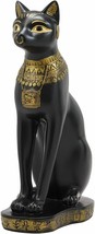 Black And Gold Egyptian Goddess Bastet Cat Sitting Figurine 9&quot;H Decor Statue - £24.51 GBP