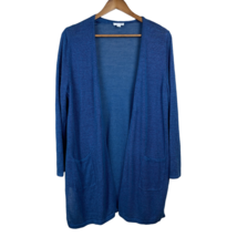 J. Jill Sweater Womens Large Petite Blue Cardigan Linen Blend Open Longline LP - £22.33 GBP