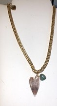 Betsey Johnson Modern asymetrical heart  Necklace new gold pink - $22.39