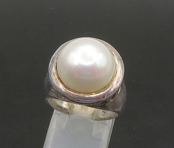 925 Sterling Silver - Vintage Mother Of Pearl Dome Cocktail Ring Sz 6 - RG23095 - £51.17 GBP