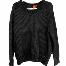 Hugo Boss Men&#39;s Charcoal Chevron Cable Knit Sweater - £46.14 GBP