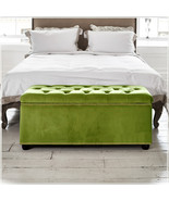 Velvet Upholstered Ottoman Storage Box Bedroom Footstool Blanket Toy Box  - $135.00