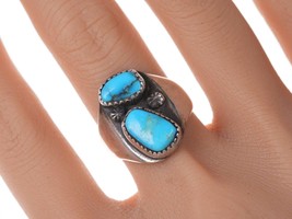 sz8.75 Vintage Navajo Silver and turquoise ring - £101.76 GBP