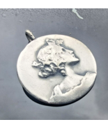 ANTIQUE 925 STERLING SILVER HAND MADE  LADY REPOUSSE FACE PROFILE  FACE ... - $110.00 CAD