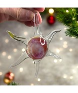 Hand Blown 6 Point Star Fish Sun Catcher/ Christmas Ornament Clear Glass... - £25.95 GBP