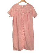 Pink Eyelet Lace Robe Dressing Gown Size 3X Short Sleeve Button Up Light... - $392.18 MXN