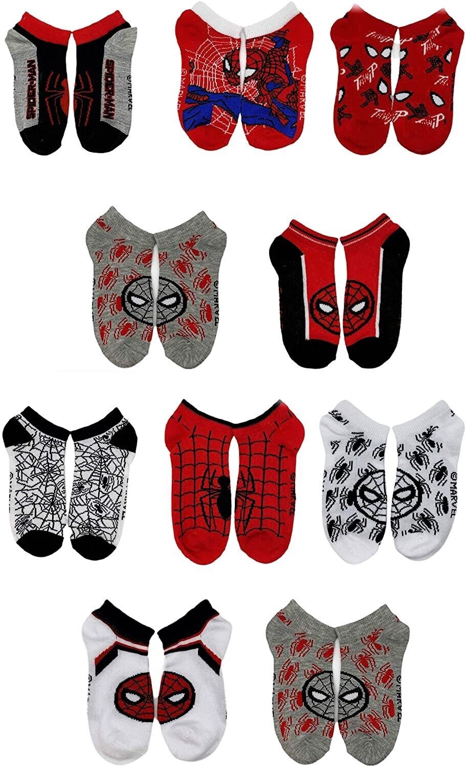 SPIDER-MAN MARVEL COMICS 5 or 10-Pack Low Cut No Show Socks Kids Ages 3-8 NWT - $10.72 - $16.10