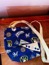 Small Handmade Blue White &amp; Yellow Milwaukee Brewers Baseball Fabric Sho... - £9.02 GBP