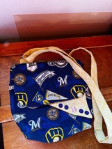 Small Handmade Blue White &amp; Yellow Milwaukee Brewers Baseball Fabric Sho... - £8.88 GBP