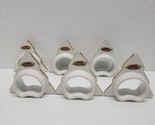 Vtg. Ceramic Christmas Tree Napkin Rings Porcelain Gold Trim Japan 1988 ... - $12.86