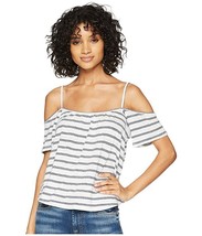 BB Dakota Keagan Striped Linen Blend Cold Shoulder Tank Top Sz M NWT $65 - $23.20