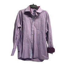 English Laundry Mens Size 17.5 34 35 Purple Long Sleeve Contrast Cuffs Striped B - £19.54 GBP