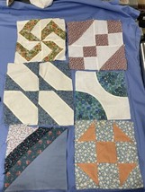Lot Of 6 Mixed  Vintage Fabric Quilt Blocks QN6 - $8.91