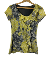 Apt 9 Shirt Top Size Small Nylon Mesh Ruffle Knit Paisley Whimsigoth Y2K... - $939.90 MXN