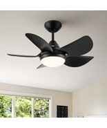 30 In Intergrated LED Ceiling Fan Lighting with Matte Black ABS Blade - £100.47 GBP