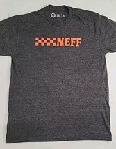 Neff Size L Gray Heather Checker Board Logo Graphic Tee T Shirt - $19.68