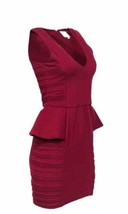 Parker NY Bettina Peplum Bodycon Stretch Cocktail Dress Burgundy Wine Po... - £27.76 GBP