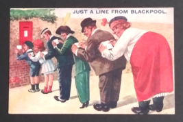 Just A Line From Blackpool Humor Funny Comic Corona Postcard c1910s - £10.29 GBP