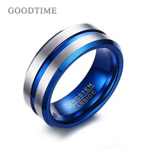 Fashion Tungsten Carbide Rings For Male Blue Bands Engagement Tungsten Men&#39;s Rin - £19.13 GBP