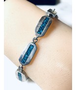 Vintage Taxco Mexico Sterling Silver 925 Crushed Turquoise  Bracelet, 7.5 - $116.25 CAD