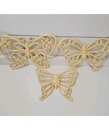 Vintage 1978 Homco Rattan Look Butterfly Wall Decor Set of 3 White MCM R... - $14.84