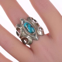 sz9 Vintage Navajo cast silver and turquoise ring - £150.71 GBP
