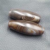2 Old Yemeni Agate Natural Rare pattern African Banded Agate Bead  YM-52 - £42.40 GBP