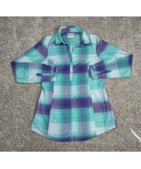 Columbia Shirt Women Small Blue Plaid Flannel Omni-Wick Advanced Evapora... - £11.87 GBP