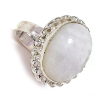 White Moonstone Oval Gemstone 925 Silver Handmade Rope Bezel Ring US-7.75 - £8.01 GBP