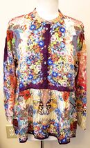 Johnny Was 100% Silk Blouse Size-M Multicolor Floral Print - $128.68