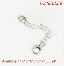 925 Solid Sterling Silver Round Link Extender Safety Chain Necklace Bracelet ... - £3.10 GBP