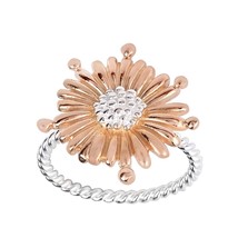 Daisy Bloom Two-Tone Rose Gold Vermeil and Sterling Silver Floral Ring-8 - £21.35 GBP